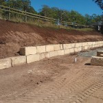 A-Grade Sandstone Retaining Wall being constructed